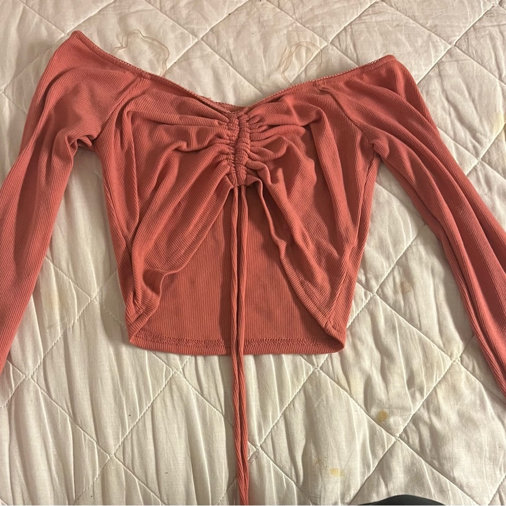 Viva / better be brand pink cinch tie too long sleeve